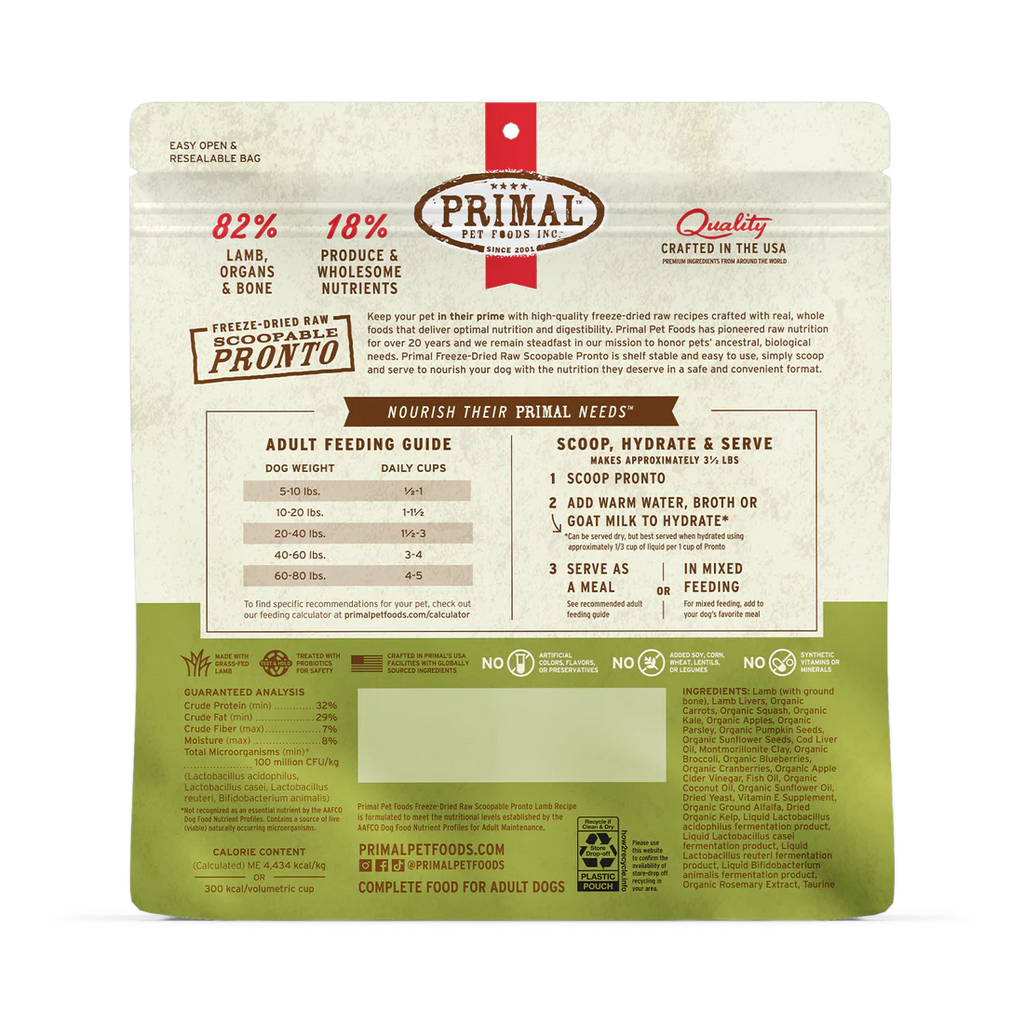 PRIM FD DOG PRONTO LAMB 7 OZ