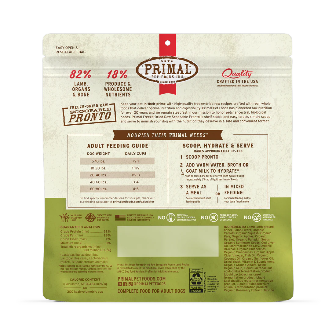 PRIM FD DOG PRONTO LAMB 7 OZ