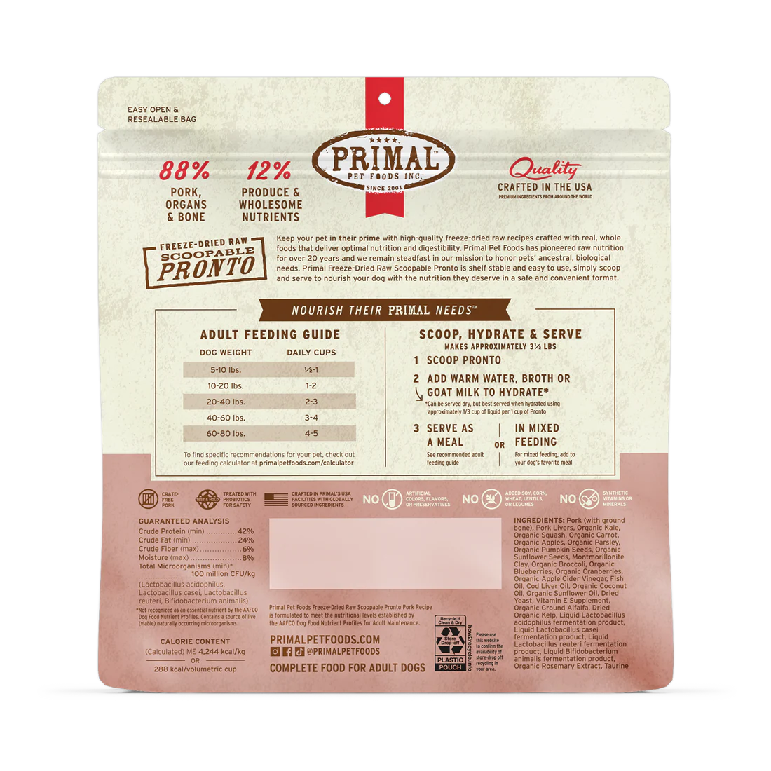 PRIM FD DOG PRONTO PORK 7 OZ
