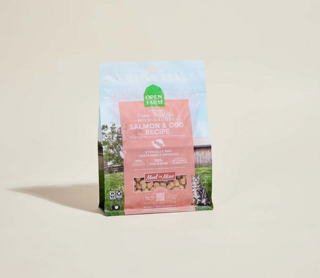 OEPN FARM CAT FD RAW SALMON AND COD MORSELS 3.5 OZ