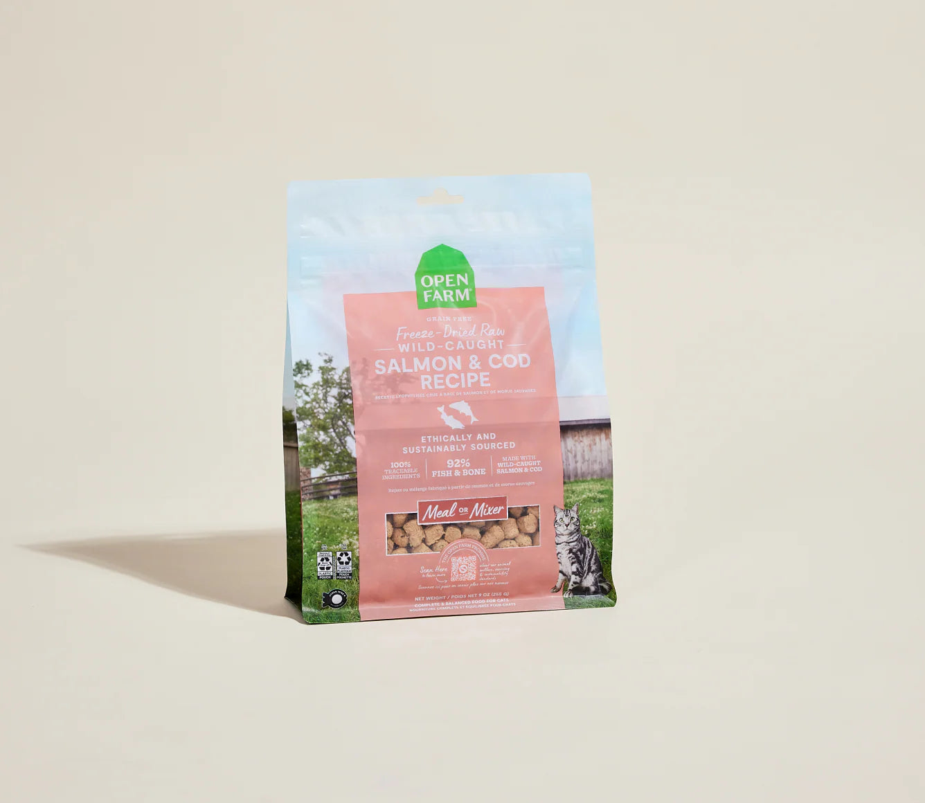 OEPN FARM CAT FD RAW SALMON AND COD MORSELS 3.5 OZ