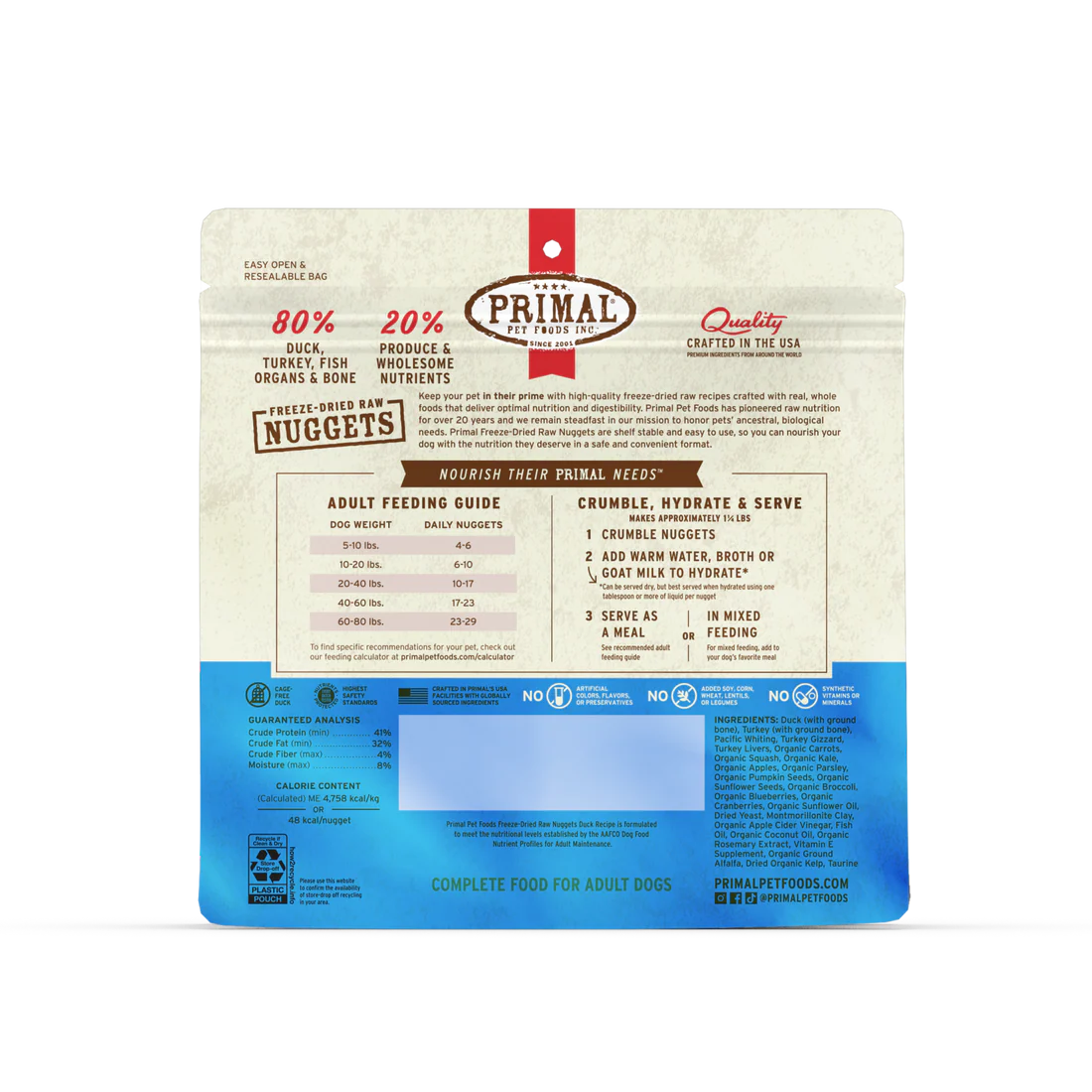 PRIM FD DOG NUGGETS DUCK TURKEY FISH 5.5 OZ